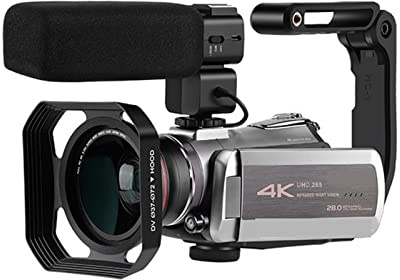 Caméra de vlogging, Vlog caméra caméscope 4K Professionnel 64X Zoom numérique IR Vision Nocturne for Le Tournage vidéo de Blogueur(Bundle B)