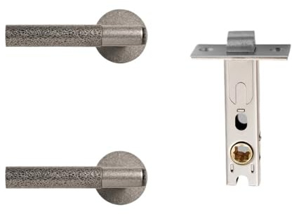 Ensemble de serrures de porte en laiton, Style rétro martelé en argent ancien, quincaillerie intérieure for chambre à coucher et salle de bain, intimité de Passage factice(Passage lock)