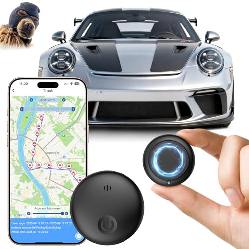 GPS Tracker Auto, Magnetischer GPS Tracker Auto Ohne ABO Kompatibel mit iOS und Android, Globale Positionsverfolgung, Wiedergabe der Fahrzeugtrajektorie, IP67 Wasserdicht, 365 Tage Akkulaufzeit