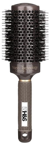 H&S Round Hair Brush, Blow Dry Hair Brush, Drying Boar Bristle 53mm Large Round Barrel Nano Technology Ceramic Ionic Hairbrushes for women - Mens hair brush men - Hair Styling Brush