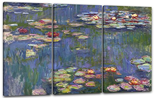 Printed Paintings Leinwand 3-teilig(120x80cm): Claude Monet - Seerosen