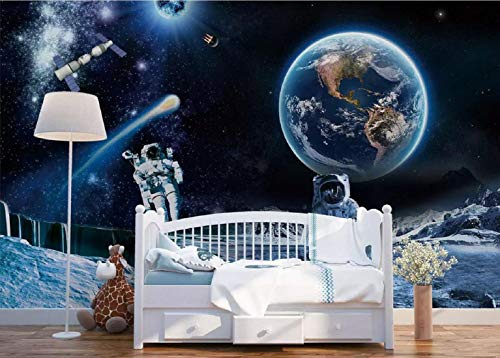 Fototapete Kinderzimmer Tapete Ästhetische Astronaut Galaxie Erde Tapeten 3D Effekt Vliestapete Wandbilder Schlafzimmer Wanddeko Wohnzimmer