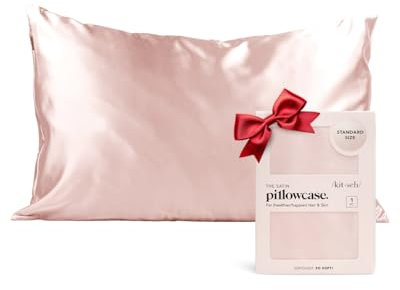 Kitsch 100% Satin Kissenbezug mit Reißverschluss, weicher als Seide Kissenbezug für Haar & Haut, kühlender Kissenbezug, Satin Kissenbezug (Standard/Queen (1 Pack), Blush)