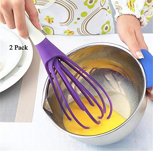 Multi-Functional Rotatable Egg Whisk, Flat Whisk Plastic Egg Beater, Whisk Rotating Balloon for Hand Mixer Beater Kitchen Cooking Tool (Purple)