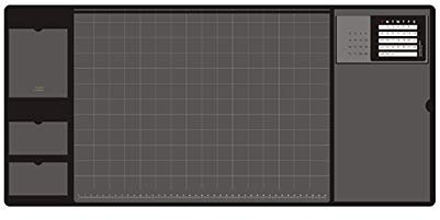 Retro Multifunktion Schreibtischunterlage wasserdicht PU Computertischmatte Mauspad mit Kalender, für Büro & Zuhause I Kalendarium 2021 2022 - Maße 32,8 x 70 (Schwarz)