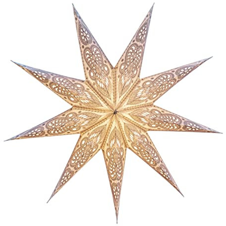 JustStars Papierstern mit Beleuchtung – Set mit Kabel und LED – Weihnachtsstern zum Hängen/Fenster-Deko – 60cm white