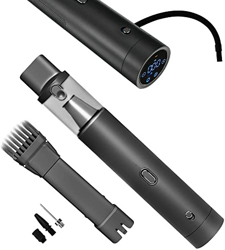 EXTRALINK 2 in 1 Tragbare kabellose elektrische Luftpumpe und Handstaubsauger,80000 U/min,Luftkompressor,Ventiladapter,USB-C, Digitale Anzeige, HEPA,Handstaubsauger Akku, Auto Staubsauger stark,10KPa