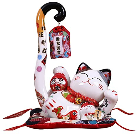 Ctzrzyt 8,6 Keramik Maneki GlüCkliche Katze Geld Spardose MüNze Spardose Japanische Katze mit Langem Schwanz Feng Haus, A