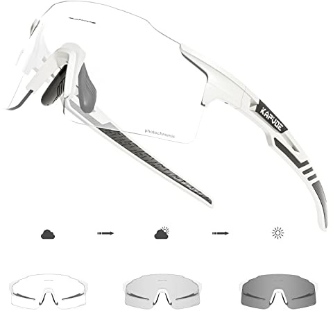 KAPVOE Fahrradbrille MTB Brille Selbsttönend Klar Radbrille Rennrad Sportbrille Sonnenbrille Radsport Laufen Golf Fahrerbrille Baseball Herren Damen