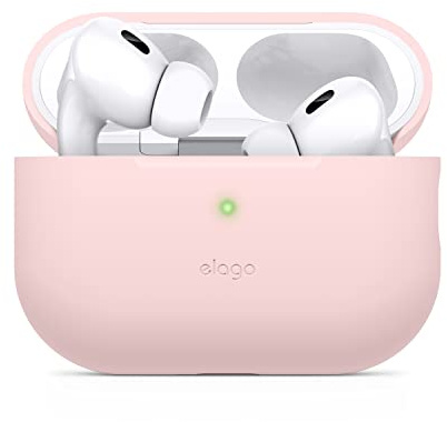 elago Silikon Hülle für AirPods Pro 2 | Front-LED sichtbar, kabelloses Laden (Rosa)