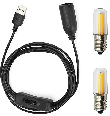 GutReise 5 V USB till E14 uttag, 2 LED-lampor E14 5 V - 6 V skrivbordslampor tak julstjärna heminredning