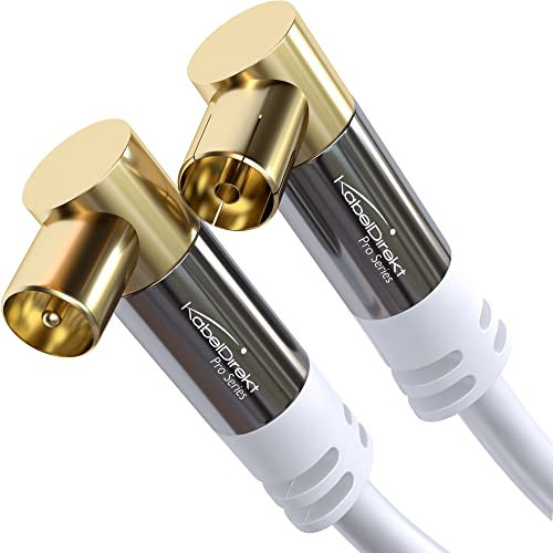 KabelDirekt – 4K TV Aerial Cable, Coaxial Cable, 90° Angled – 1.5m – Digital & Analogue – Available in 0.5-20m (Angled Plug/Socket, DVB-C/DVB-T/DVB-S, white)