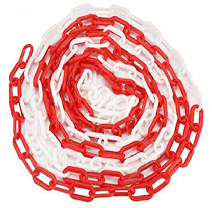 Boxonly Kunststoff-Ketten-Barrieren Link Warnung Sicherheitsbarriere Parkplatz Kunststoffketten für dekorativen Gartenzaun 12,5 m x 8 mm rot weiß