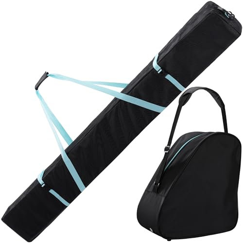 Navaris Universal Skischuhtasche und Skisack - Tasche für Skistiefel und Skier - Tasche für Schlittschuh Skischuhe Snowboardschuhe - Skitaschen Set