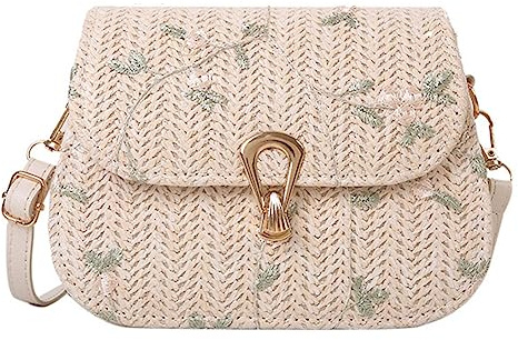 Youlity Umhängetasche Damen Stroh Crossbody Tasche Sommer Strandtasche Handgewebt Rattantasche Klein Handtaschen Geldbörse für Reise Arbeit Strand Täglicher Outdoor Schule