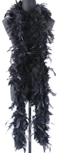 Flauschige Federboa für Schal, natürliche Truthahnfedern, Hochzeitskleid, Zubehör, dekorative Bastelfedern, 2 Yards/Stück, 60 g, Schwarz
