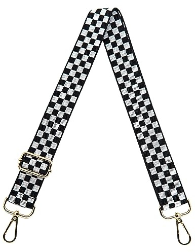 S&loyoe Purse Straps Replacement Crossbody Bag Strap Adjustable Wide Guitar Straps for Handbags 1.5inch (Checkered white black)