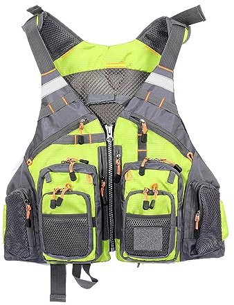 Multifunctional Kayak Life Jackets for Adults - Fishing, Multi Pocket Portable Detachable Clothing with Floating Material Breathable Life-Saving Rock Fishing (Green)