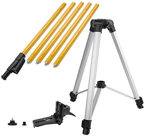 Professionelle Laser-Nivellierstange, verstellbare Teleskop-Laserstange mit Stativ und 1/4 Zoll x 20 Zoll Laserhalterung für Rotations- und Linienlaser, für Rotationslaser und