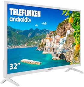 Telefunken 32DTAH724W - Android TV 32 Pulgadas Blanco, Resolución HD, HDR10, Bluetooth, Chromecast Integrado, Compatible con Google Assistant y Alexa