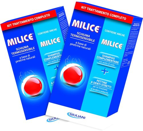 MILICE Multipack - Schiuma Termosensibile 150ml + Shampoo Complementare 80ml - Kit Trattamento Completo Anti-Pidocchi, Facile da Utilizzare, Con Pettine a Denti Stretti (2 Confezioni)