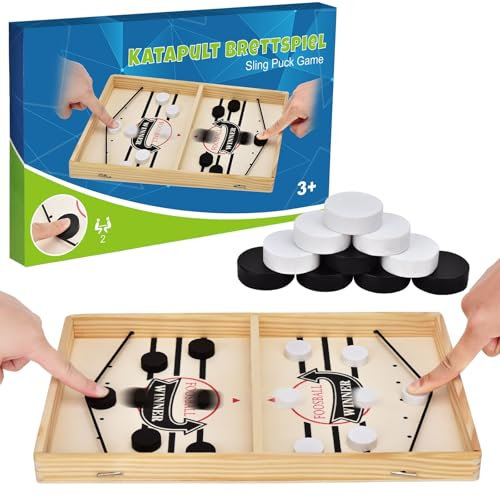 Donluhu Sling Puck Spiel, Tisch Hockey Spielzeug, Hockey Brettspiel, Fast Sling Puck Spiel, Portable Schachbrett Set-Passendes Geschenk, Eltern-Kind Interaktion Spielzeug für Kinder & Familie
