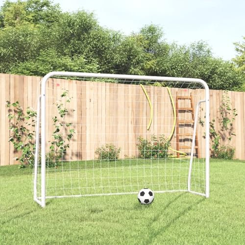 Fußballtor mit Netz Weiß 214x75x152 cm Stahl & Polyester, CIADAZ Fussballtor, Fussball Tor, Fußballtornetz, Soccer Goal, Fußball Tore