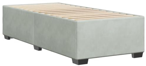 vidaXL Bettgestell, Bettrahmen mit Lattenrost, Polsterbett Bett für Schlafzimmer, Einzelbett Schlafzimmerbett, Hellgrau 80x200cm Samt