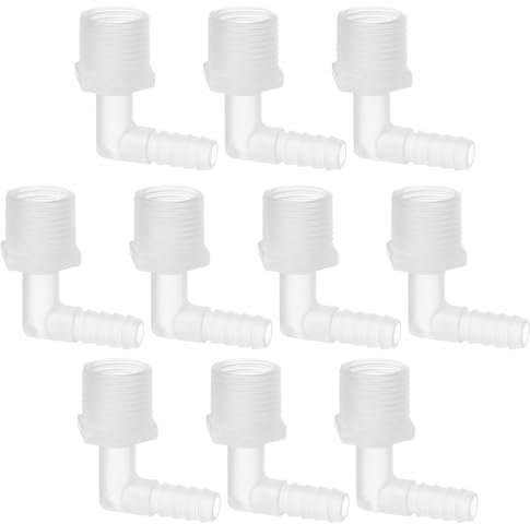 PATIKIL Raccord en coude L en Plastique de 10 pièces, raccord de Tuyau à Barbe de 5/16 G x 5/16, connecteur de Tuyau en Plastique pour gaz, Carburant, Liquide et air.