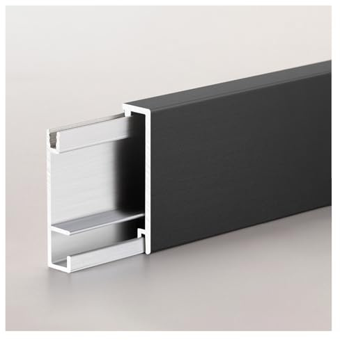 Plinthe Moulure de plinthe de sol en métal noir, Socle mural étanche en alliage d'aluminium pour murs en carrelage, bois ou béton, 170 150 130 110 90 70 cm de long(W 3 cm/1.2 in,L 60 cm/23.6 in)