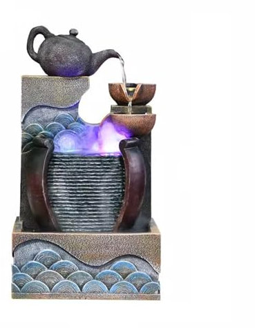 Fuente de mesa Fuente de mesa for interior, cuencos escalonados decorativos, diseño de cascada, sonido de agua silencioso y relajante for decoración interior de oficina en casa Fuente de Agua Decorati