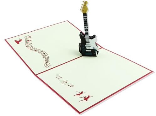 Musiker Geschenke 3d Karte, 1 StüCk 3d Pop-Up Gitarre Adventskalender Gitarre,Gitarre Geburtstagskarte,GlüCkwunschkarte,Abschlusskarte,Ermutigungskarte FüR Kinder