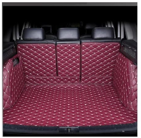 NYSQOFMB Voiture Coffre Tapis pour VW pour Tiguan 2009-2021 Tapis Coffre Voiture en Cuir Tapis Sol Coffre Arrière Tapis Plateau Tapis de Coffre Auto(Wine Red 3D)