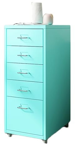 Generisch Kommode, Kommode mit 5 Schubladen für Schlafzimmer, Nachttisch, für Wohnzimmer, Flur, Büro, Klassenzimmer, Konferenzraum, große Kapazität (blau)