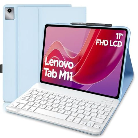 COEZFE Funda con Teclado para Lenovo Tab M11 11, Español Ñ Teclado Magnético para Lenovo Tab M11 11 Pulgadas, Funda Teclado para Lenovo Tab M11 (TB330FU/TB330XU) 2024, Azul