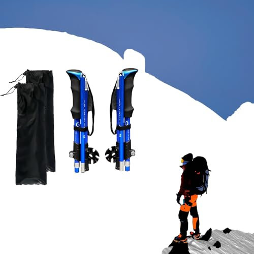 1 Paar Ultrastarke Trekking-, Wander- und Spazierstöcke Zusammenklappbar, Leicht, Schnell Verschließbar, Wetterfest und Extrem Langlebig(Blue (1),Long)