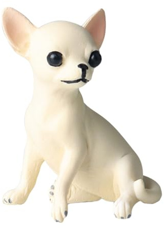 AENIMELY Chihuahua Hund Figur – Handbemalte realistische Plastik-Welpenfigur, Kleine weiße Hunde, Tiermodell, Kuchenaufsatz, Weihnachts- und Geburtstagsgeschenk
