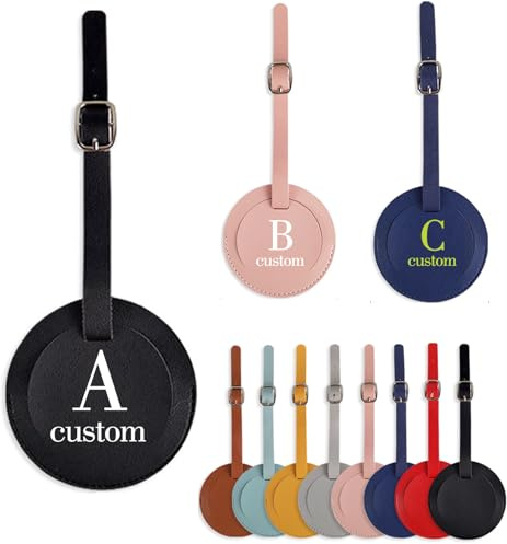 Personalisierte Gepäckanhänger aus PU-Leder, Gepäckanhänger für Taschenausweis, individueller Kofferanhänger, Rucksackanhänger, personalisierte Namensschilder für Reisen