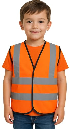 Step Ahead Kids Hi-Vis Safety Vest – High Visibility Reflective Waistcoat for Children, EN1150 Compliant, Lightweight, For Boys & Girls - Age 4 – 6 (Orange | Small)