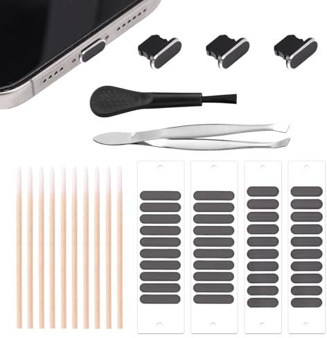 Penitue Dust Plug Set for iPhone, 4pcs Charging Port Anti-Dust Cap with Speaker Covers for iPhone Port 14 13 12 11 Pro Max SE XS Max/XS/XR/X 8 7 iPad Air Mini