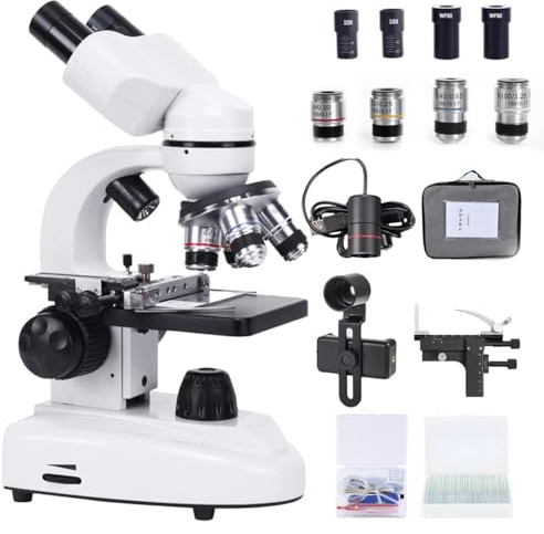 Professional HD 30000X Binocular Microscope Kit, Electron Microscope, Comfortable 45° Viewing, Comes with Experimental Gift Bag + Vernier Caliper