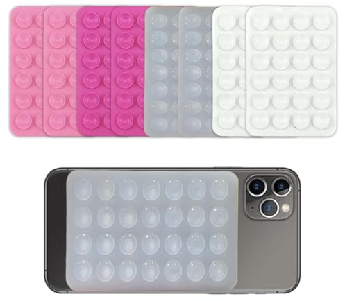 GNALIA Ventosa Per Cellulare 4 Pezzi Trasparente Bianco Rosa Chiaro Fucsia Silicone Standard - Per Selfie Video Ricarica