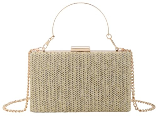 Cckuu Straw Clutch Bag for Women Summer, Raffia Woven Handbag, Evening Purse for Party Wedding