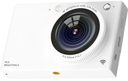 Buhdjfnke Fotocamera Digitale CCD HD Obiettivo Autofocus 4K Videocamera Digitale da 64 MP Zoom 28 X Fotocamera Compatta per Punti e Bellezza Bianca