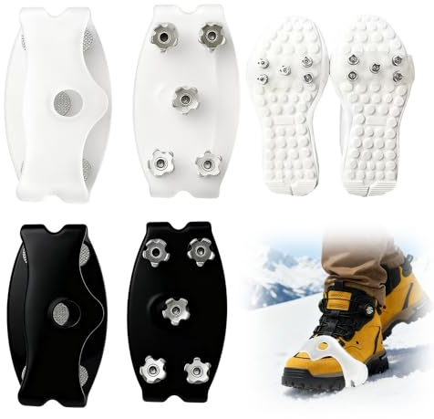 Spikes für Schuhe Winter, 2026 Neu Anti Rutsch Schuhspikes mit 5 Zähne Universal, Grödel für Wanderschuhe Für Winters Spikesohlen Wandern Winter Outdoor Gehen Joggen Bergsteigen (Schwarz + Weiß)