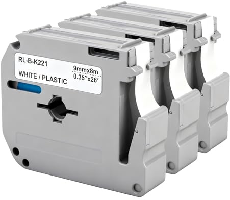 Yowell M-K221 - Cinta de escritura para Brother P-Touch PT-85 PT-80 PT-75 PT-55 PT-60 PT-60 PT-65 PT-60 PT-65 PT-BB4 PT-90 PT-M95 (3 unidades)