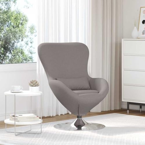 RMIHSJG Eiersessel Taupe 63 x 73 x 90 cm Stoff Drehstuhl Moderner Ei-Stuhl mit 360° Drehfunktion und ergonomischem Design für Wohnzimmer Schlafzimmer, bequemer Drehsessel mit weichem