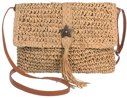 Havnix Straw Clutch Purse for Women,Summer Envelope Clutch Straw Beach Bag, Woven Shoulder Crossbady Bags Tassel Handbags for Summer Beach Travel