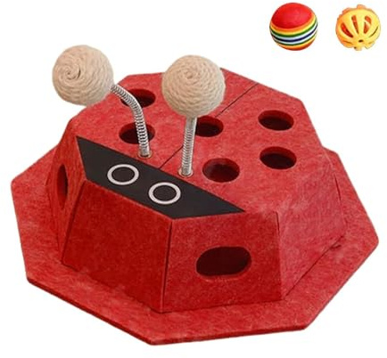 Genérico Juegos Gatos Puzzle Interactivo Forma Mariquita con Pelotas | Juguete Interactivo Para Gatos Para Zona De Juegos Apartamento Tiempo A Después De Comer Hogar Dormitorio