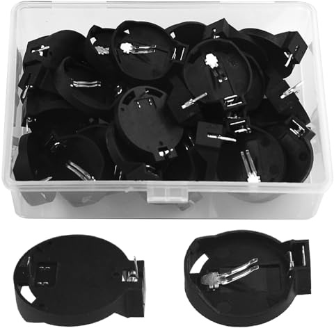WMYCONGCONG 30 Stück Knopfzellen Batteriehalter Adapte Schwarz kompatibel mit 3V CR2032 CR2025